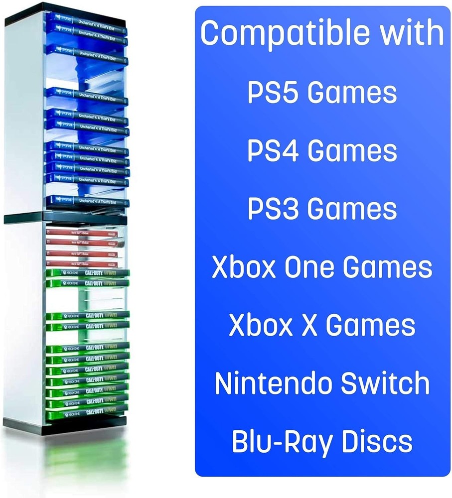 Universal Game Storage Tower - Holds 36 Games & Blu-Rays