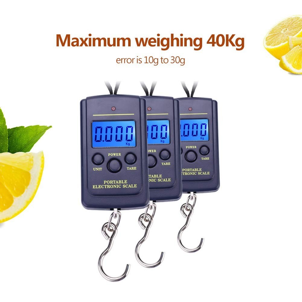 Digital Fish Scale with Backlit LCD Display, 88lb Capacity, Portable &
