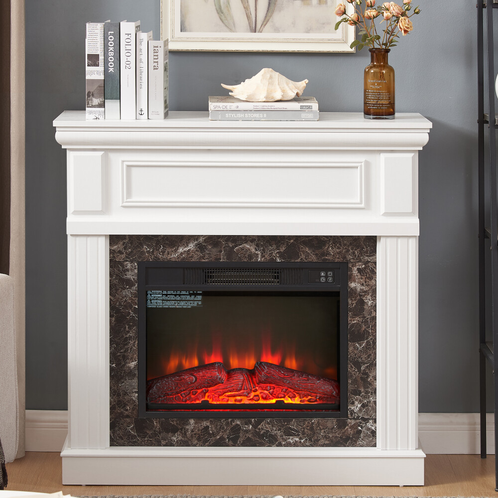 Electric Fireplace with Mantel with 23" Fireplace Insert, Adjustable Flame