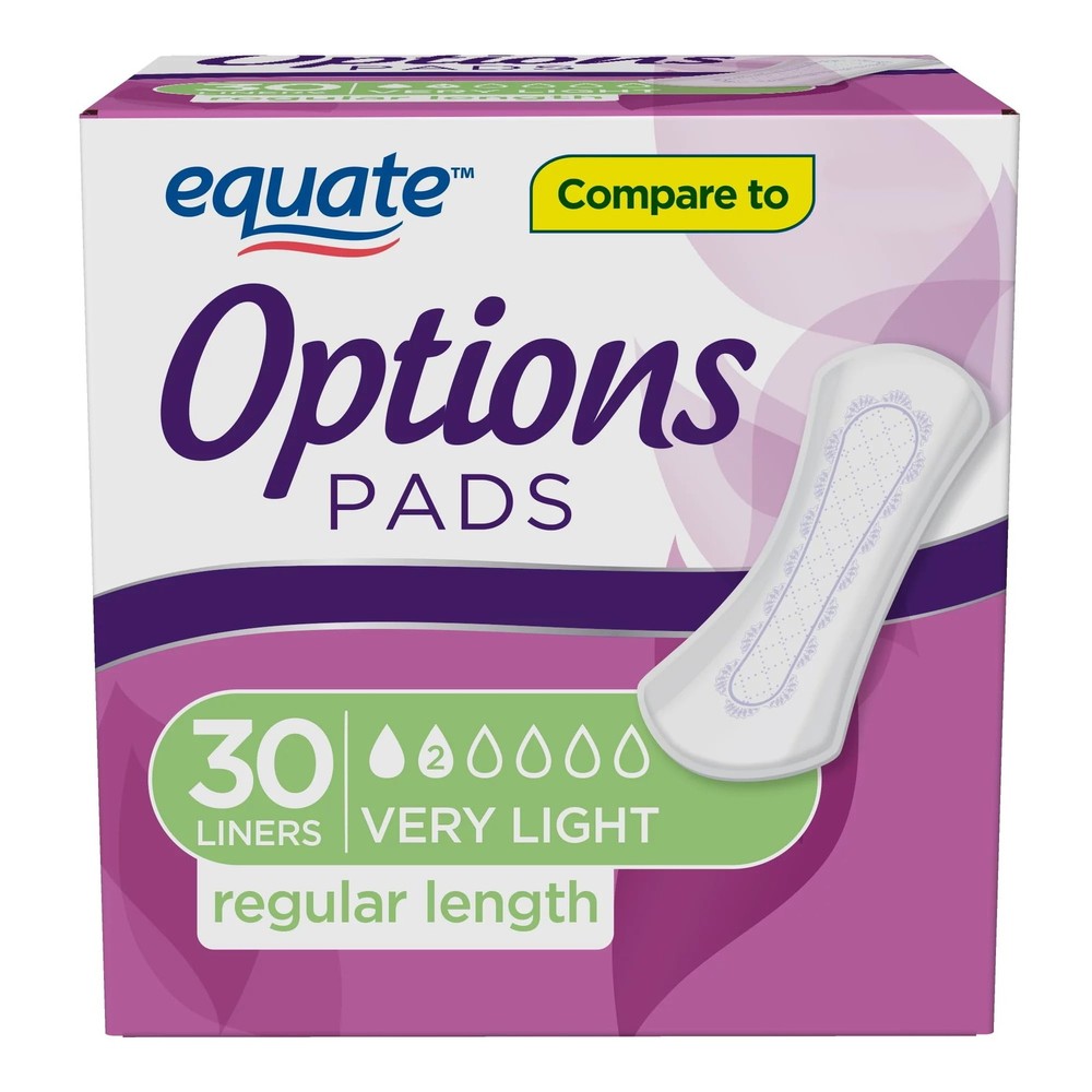 Equate Options Liners Light Bladder Leakage Protection, Regular