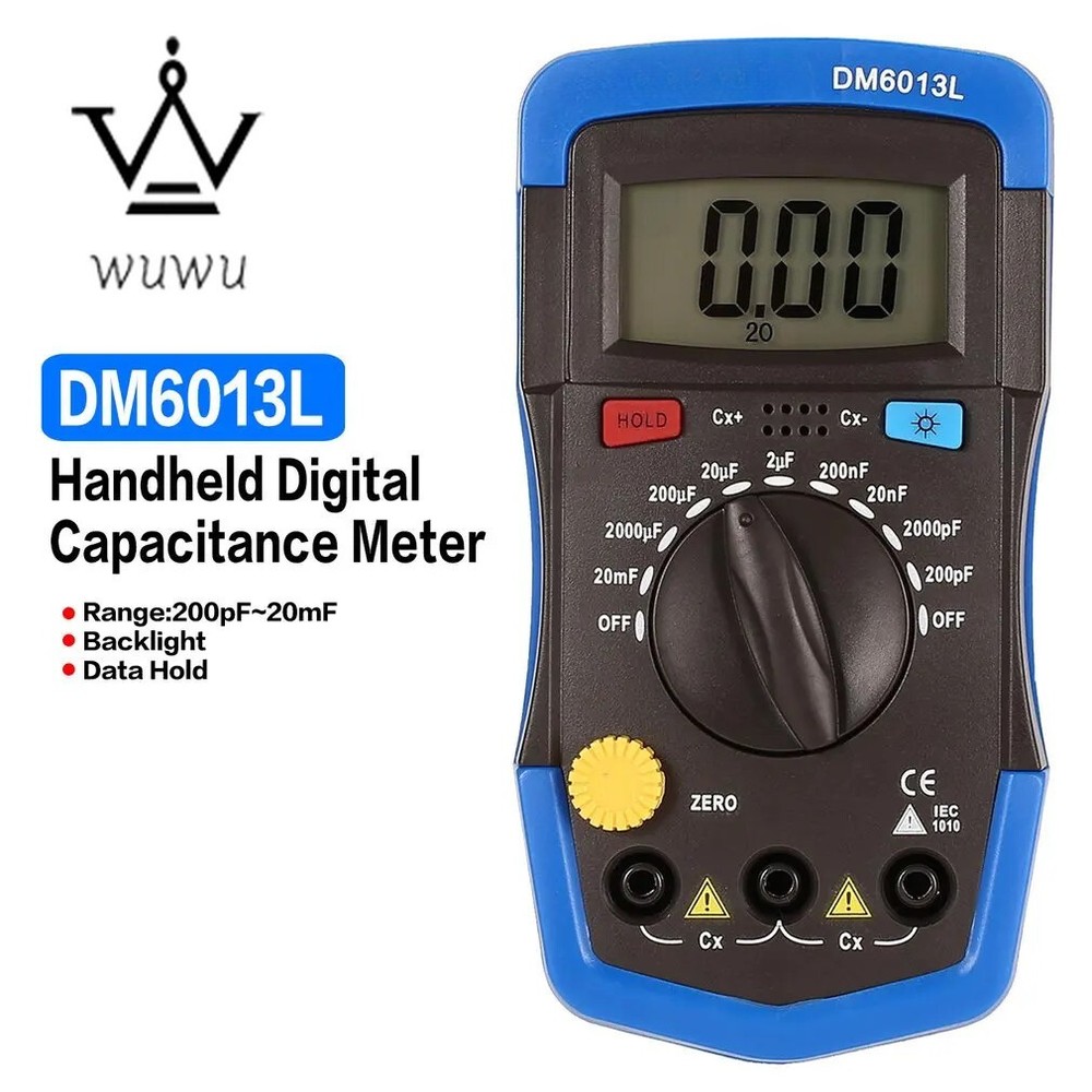 DM6013L Portable Handheld Digital Capacitance Capacitor Meter 1999 Counts Tester