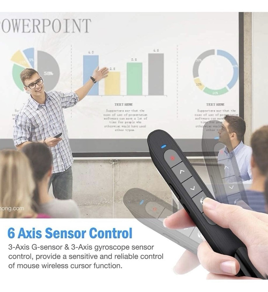 Wireless Air Mouse Presenter Laser Pointer PowerPoint Remote USB Rechargeable