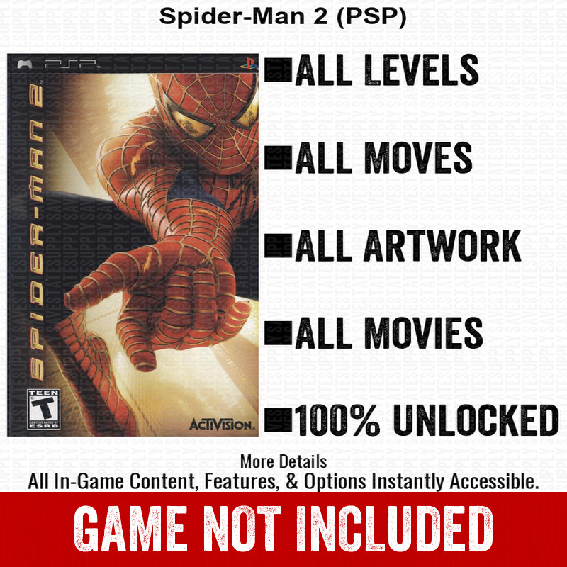 Spider-Man 2 PSP 100% PSP Save Memory Card All Items