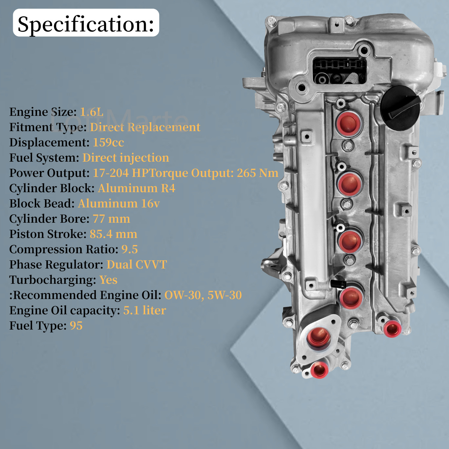 G4FJ 1.6L Turbo Engine Long Block Assembly For 11-22 Hyundai Tucson Veloster Kia