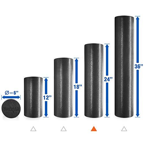 24" Soft-Density Round Foam Roller for Balance Strengthening Flexibility, Black
