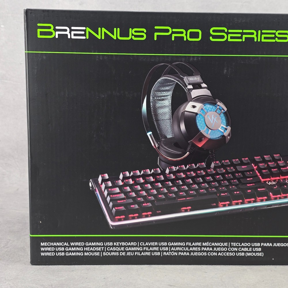 New Velocilinx Brennus Pro Series Gaming Bundle Keyboard Mouse Headset
