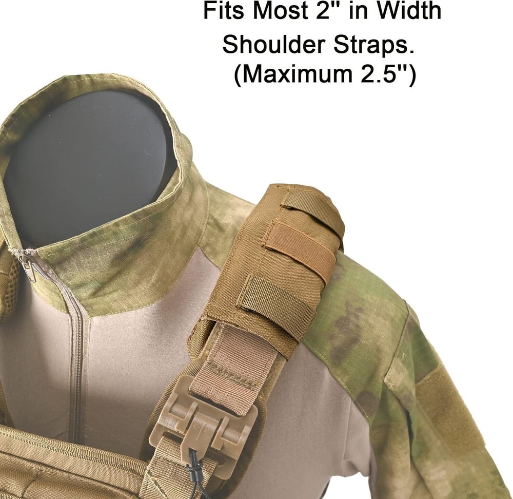 2x Khaki Shoulder Strap Pad Vest Shoulder Strap Pads Backpack Strap Pad Fit 2''