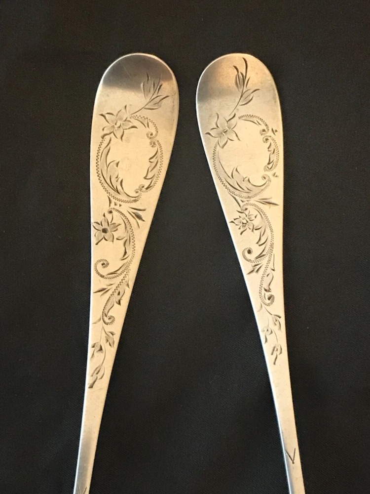 TWO NORWEGIAN SILVER SERVING SPOONS, S830 purity.