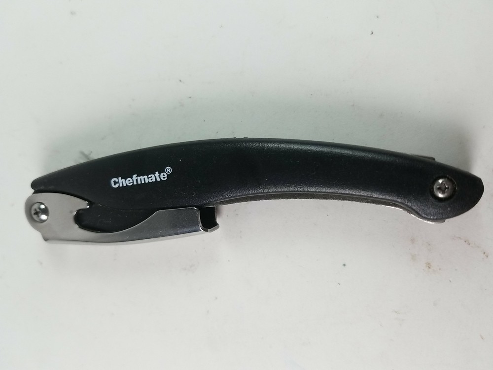 Chefmate Bar Tool Corkscrew Knife Bottle Opener Black