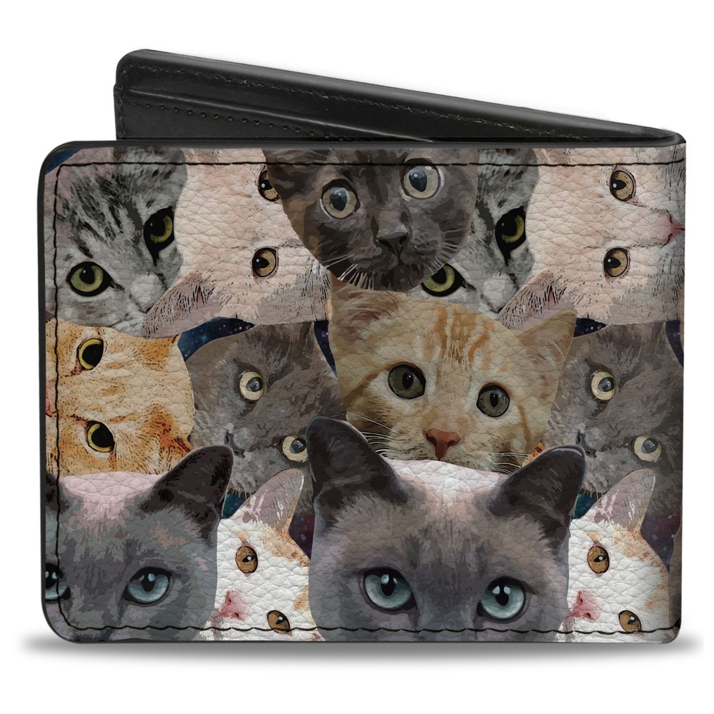 Bi-Fold Wallet Cat Faces Stacked
