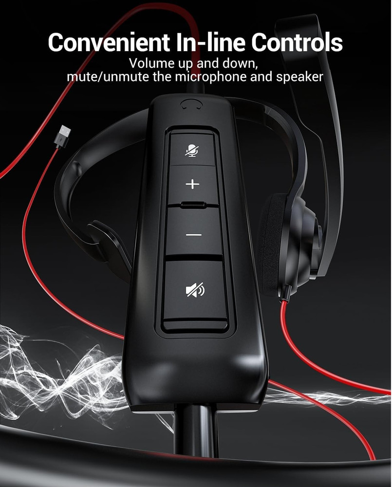 HW02 USB Headset with Microphone Noise Cancelling & in-line Control