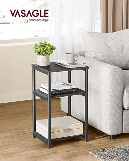 Side Table, Small End Table, Tall Nightstand for Misty Gray + Classic Black
