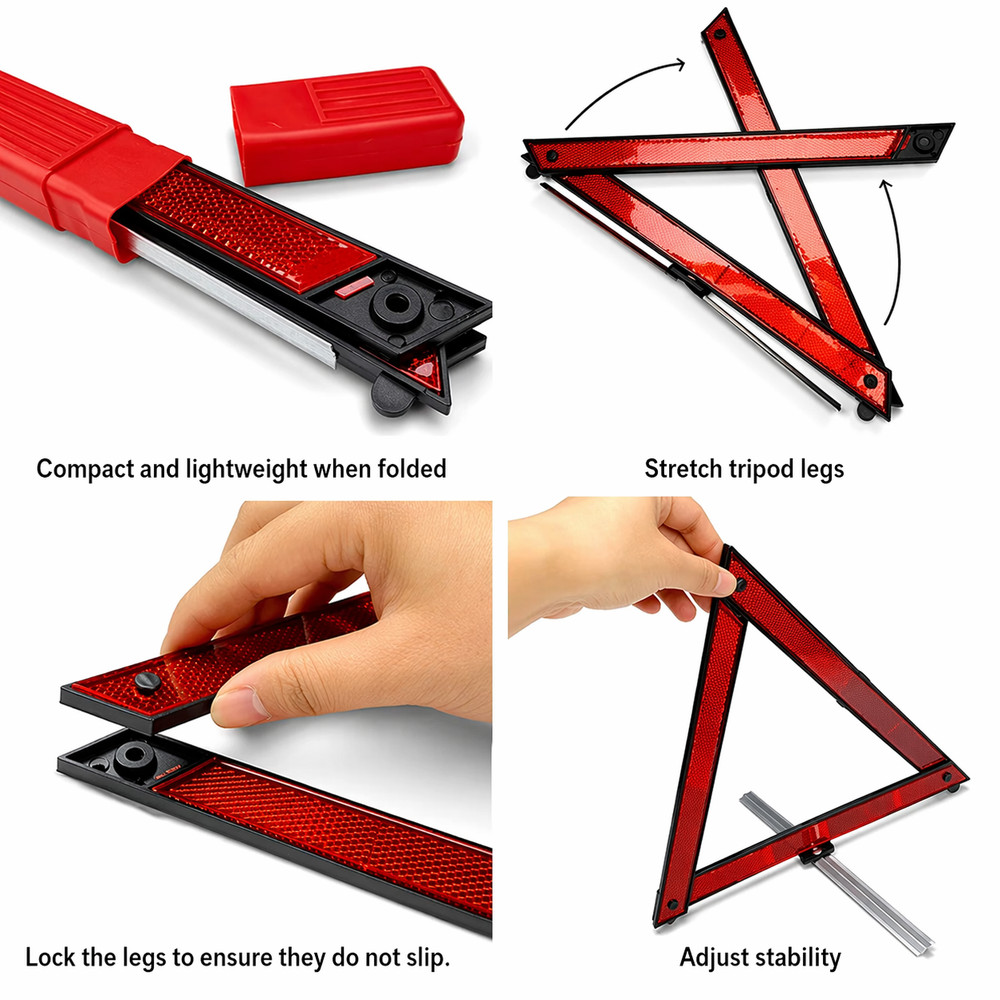 Large Reflective Warning Triangle Car Breakdown Emergency Hazard Foldable EU Saf