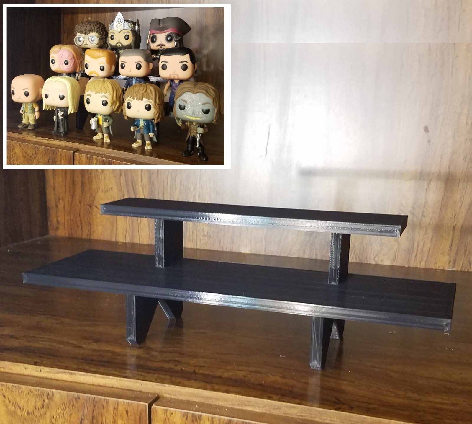 12-inch Black 2-Tier Riser Display Stand Shelf for Figurines, Collectibles, Pops