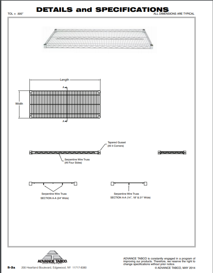 14" x 36" Wall Mount Green Epoxy Wire Shelf Rack Commercial Rest Pot NSF 1015043