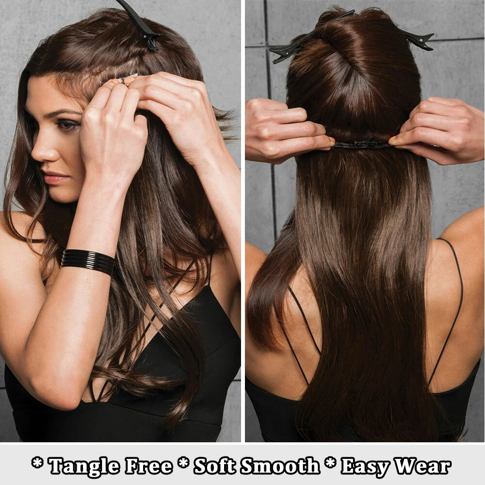 One Piece THICK 100% Real Natural Clip in Hair Extensions Full Head as human USA