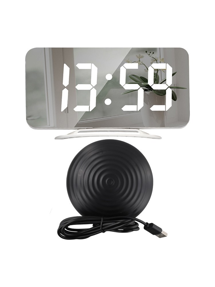 Stylish Mirror Alarm Clock with Bed Shaker and Customizable Brightness