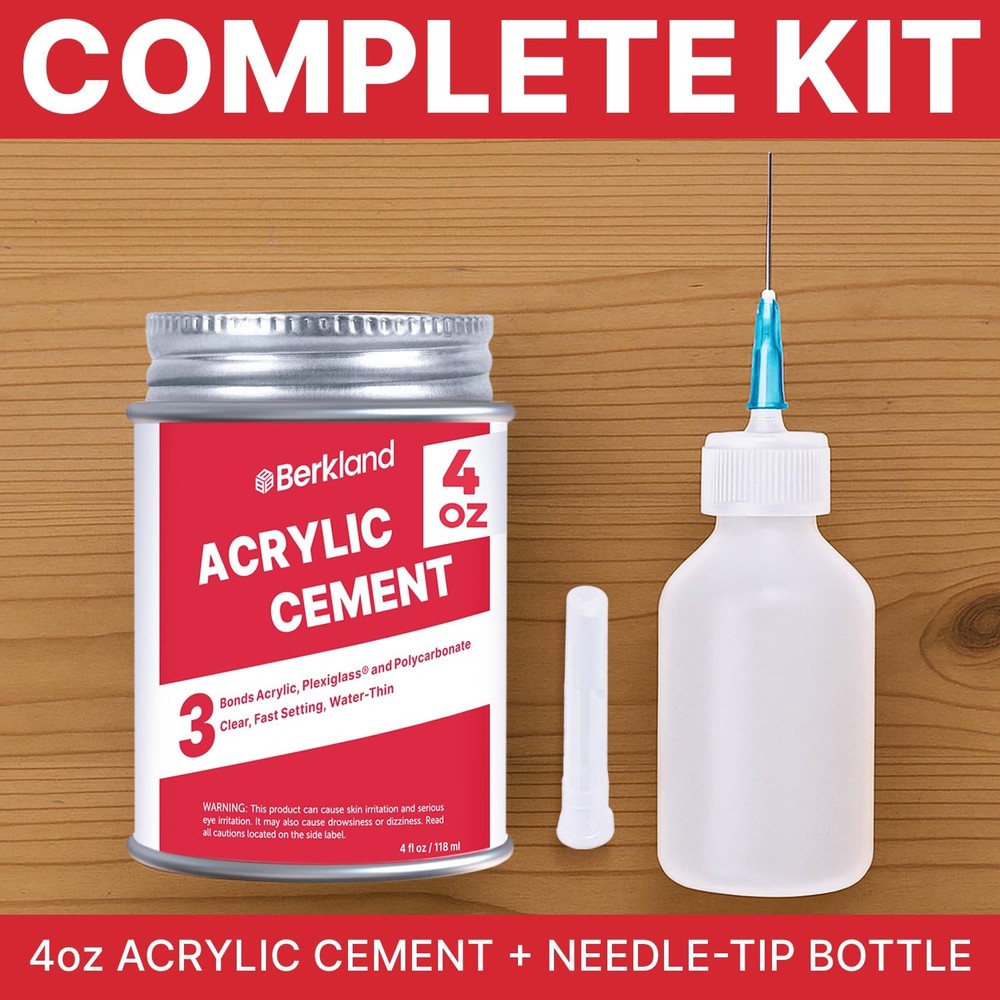 [4 oz] Acrylic Bonding Cement with Applicator Bottle – Clear Glue for
