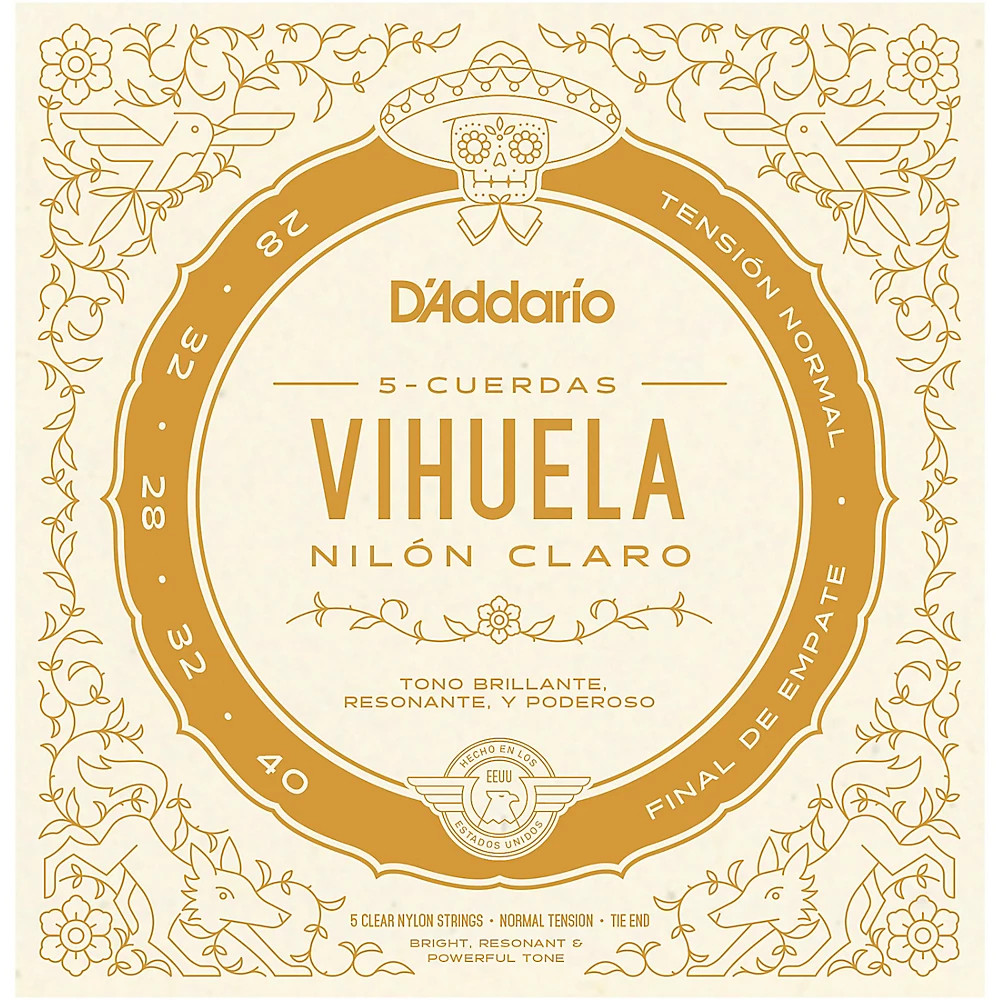D'Addario Vihuela 5 String Set, Clear Nylon, Normal Tension