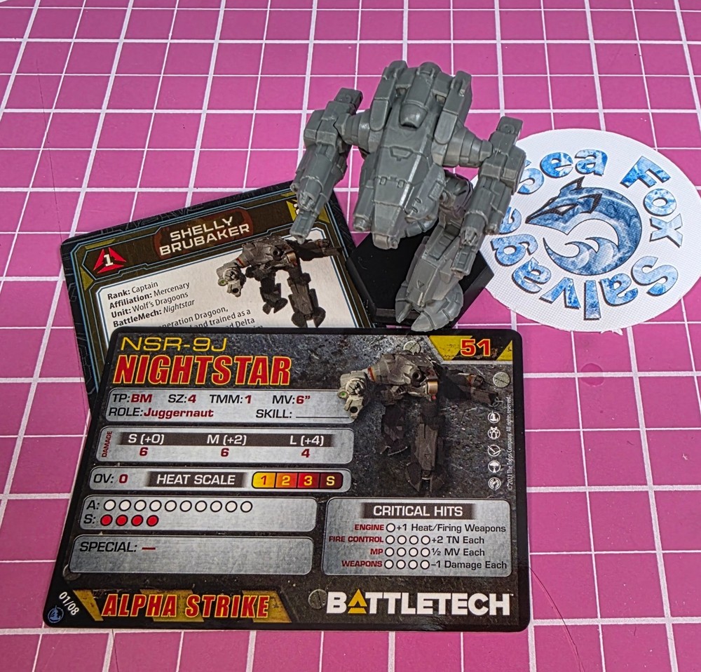 BattleTech Nightstar Mech  -- Inner Sphere Heavy Battle Lance + Cards