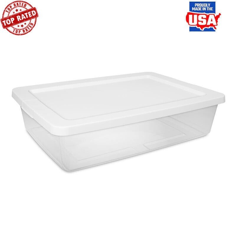 Clear Stackable Storage Box 28 Qt Household Organization Under Bed Storage
