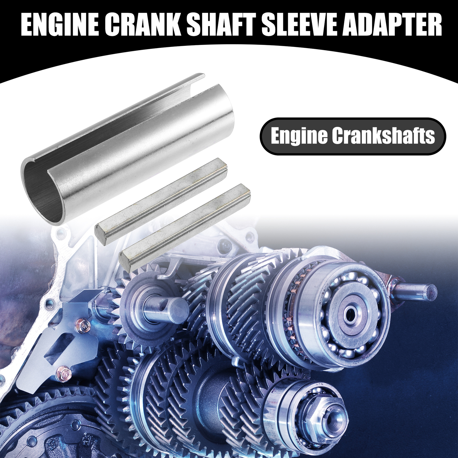 1 Set 7/8" to 1" Car Engine Pulley Crank Shaft Sleeve Adapter with Step Key