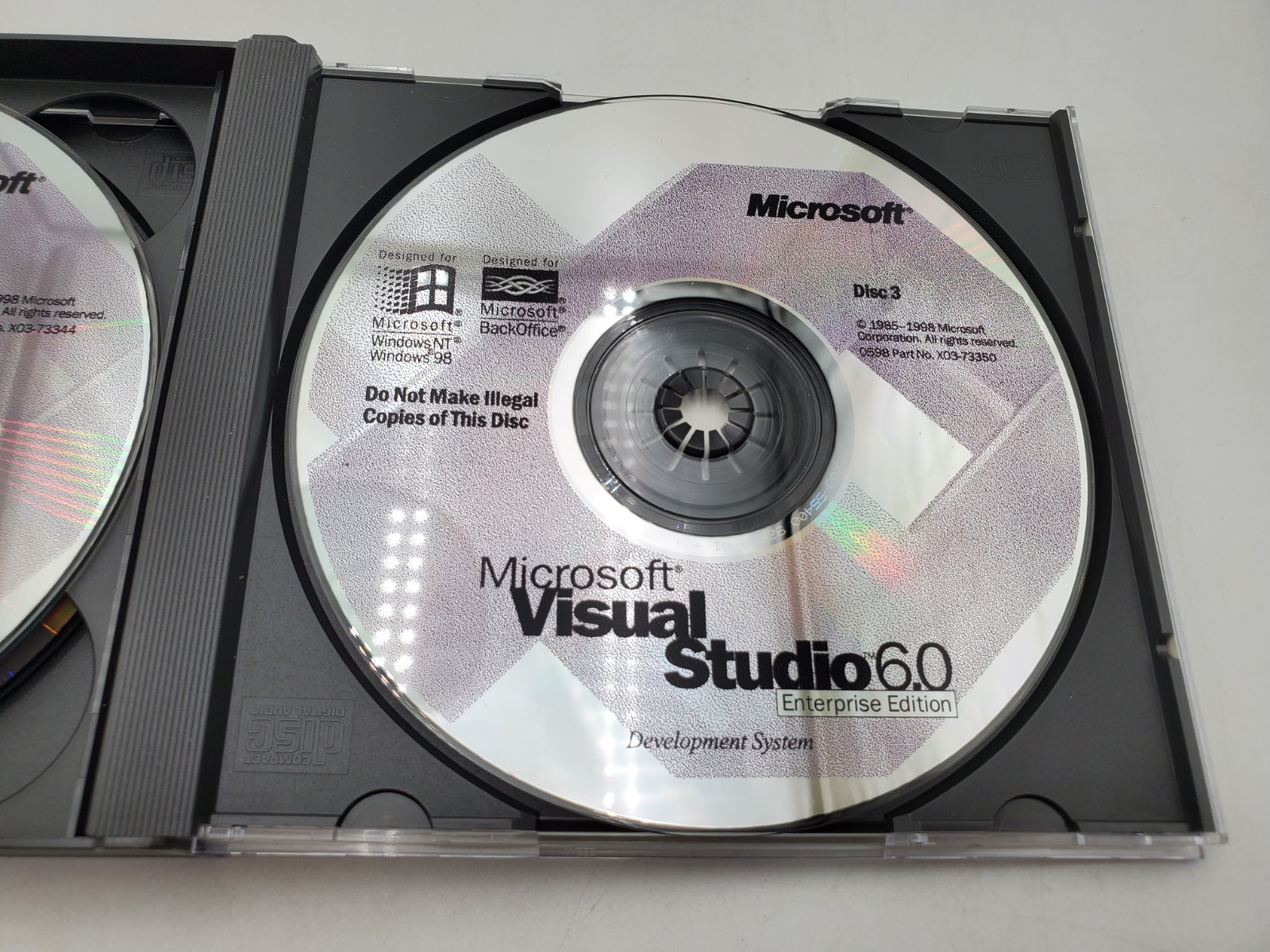 Microsoft Visual Studio 6.0 ENTERPRISE Disc 1, 2, &3 w/ CD Key Vintage