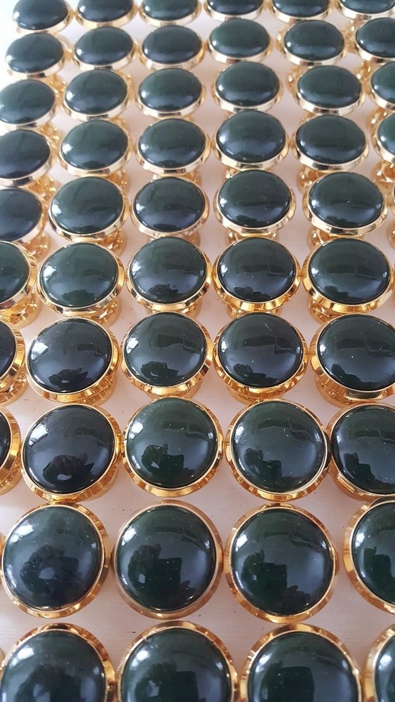 Jade on Brass, Mid-Century drawer pulls, knobs, Alaskan Nephrite 1/2"