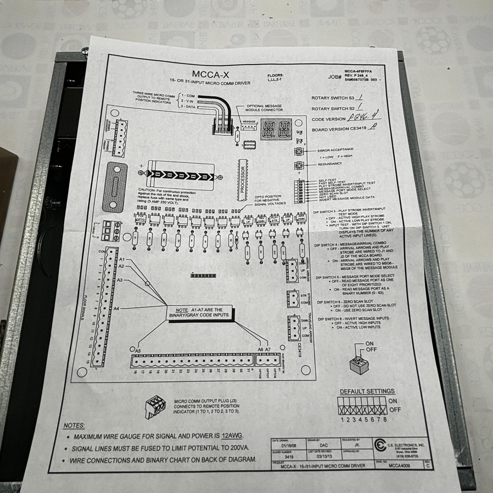 CE ELECTRONICS MCCA-X 15/31 INPUT MICRO COM DRIVER, ELEVATOR CONTROL 🎯