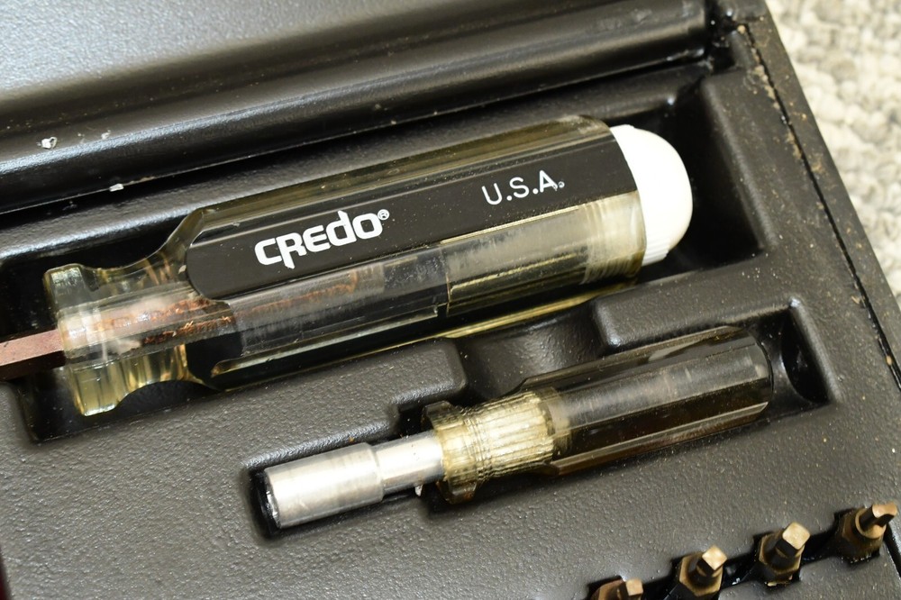 Credo Multi Bit Screwdriver Set USA w/ Case Star, Philips, Flat Head Driver VTG