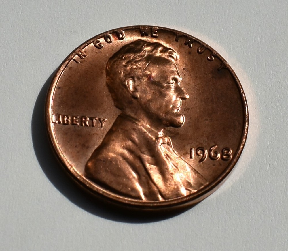 1968 Penny Error No Mint Mark P Red High Mint State Rim Collar DD Errors