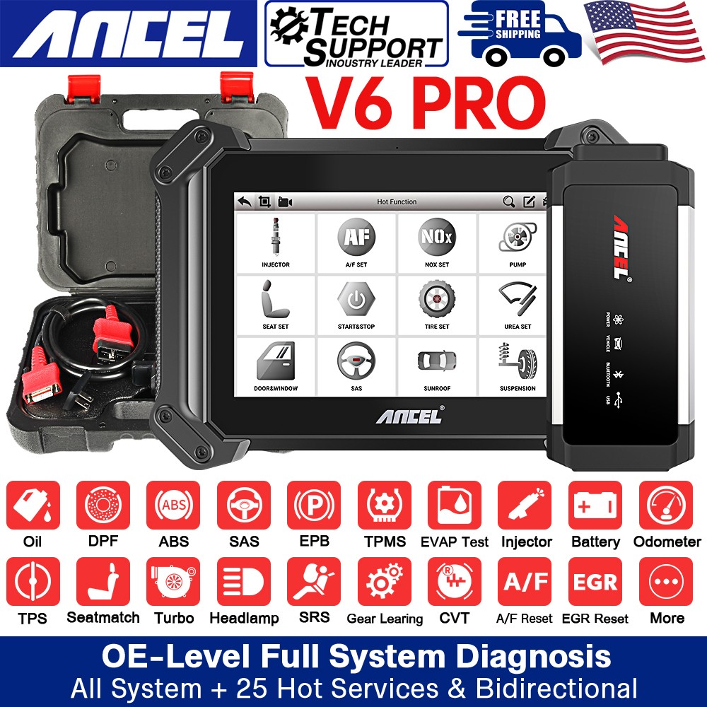 ANCEL V6 PRO OBD2 Scanner All System Key ECU Active Test Bluetooth VCI 25+ Reset