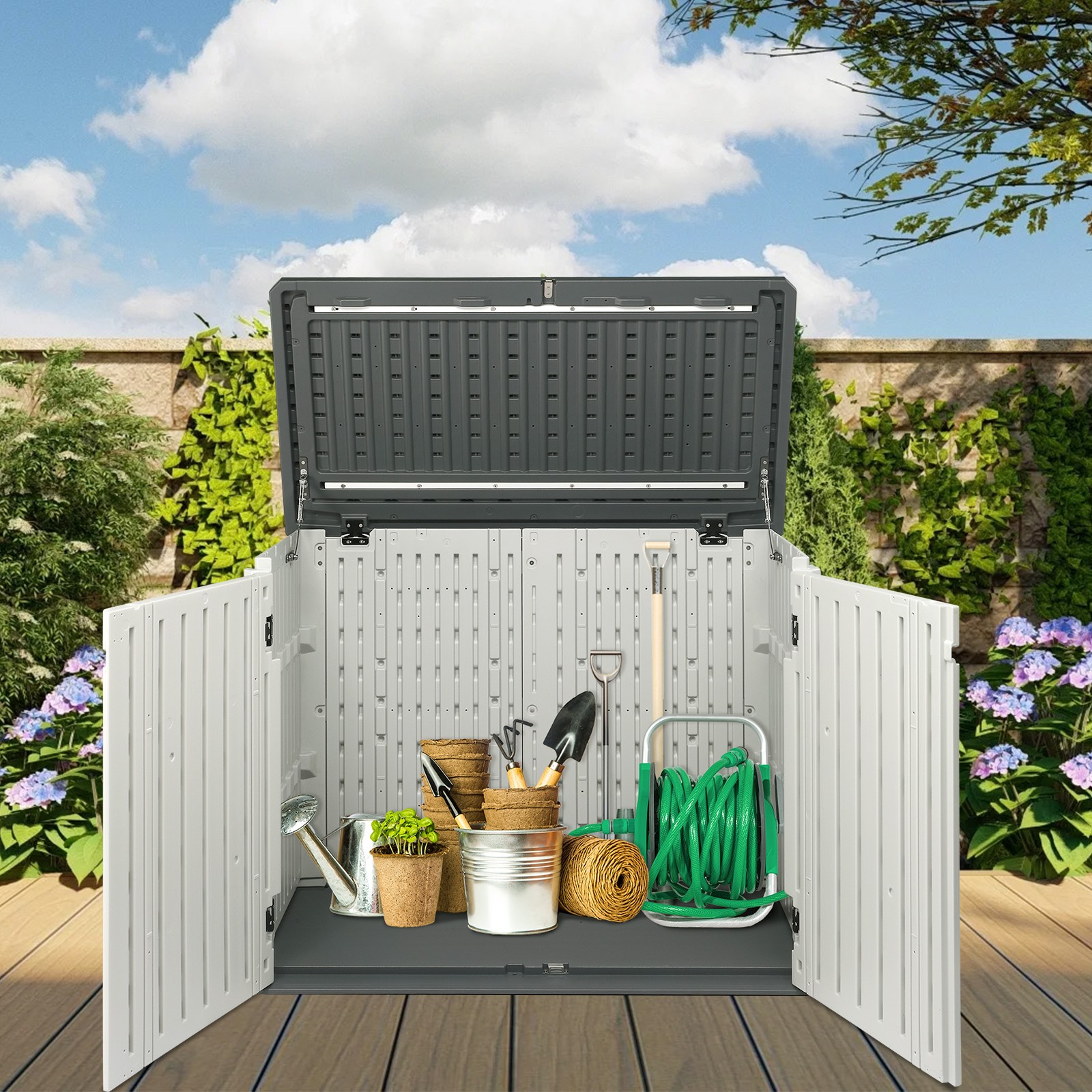 Outdoor Plastic Storage Shed Weather Resistant for Home, Backyard, Garden Tools