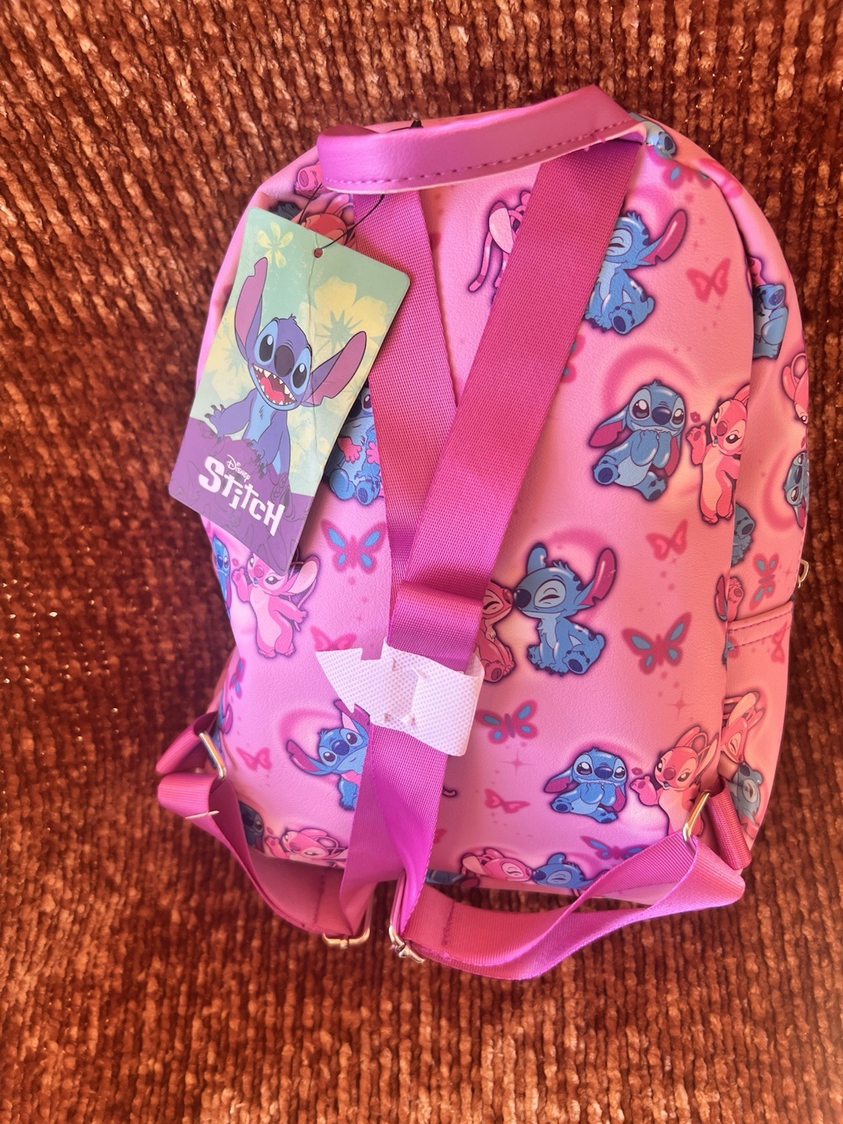 Disney Stitch and Angel Pink And Blue Backpack, Mini
