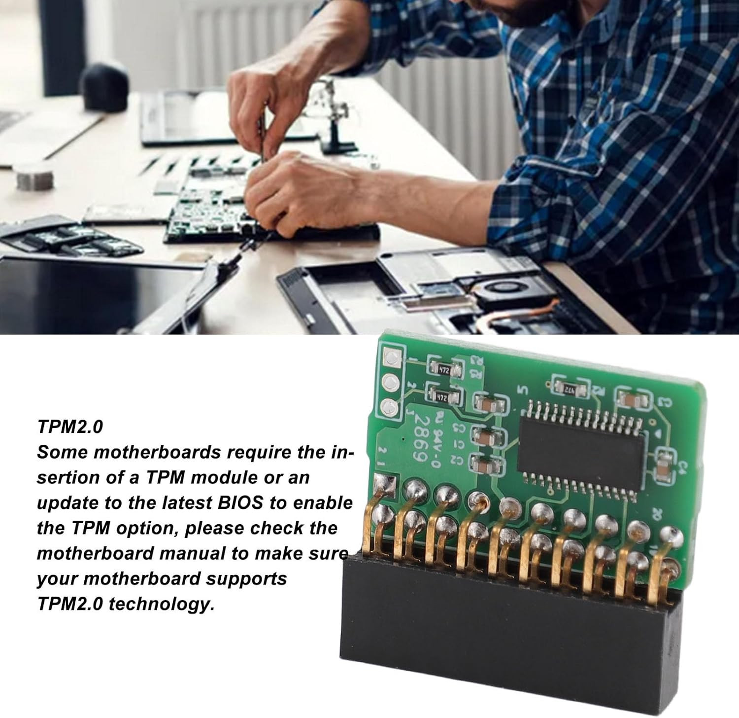 20Pin TPM 2.0 Module for Supermicro AOM TPM 9665V TCG 2.0, Vertical Trusted Mod