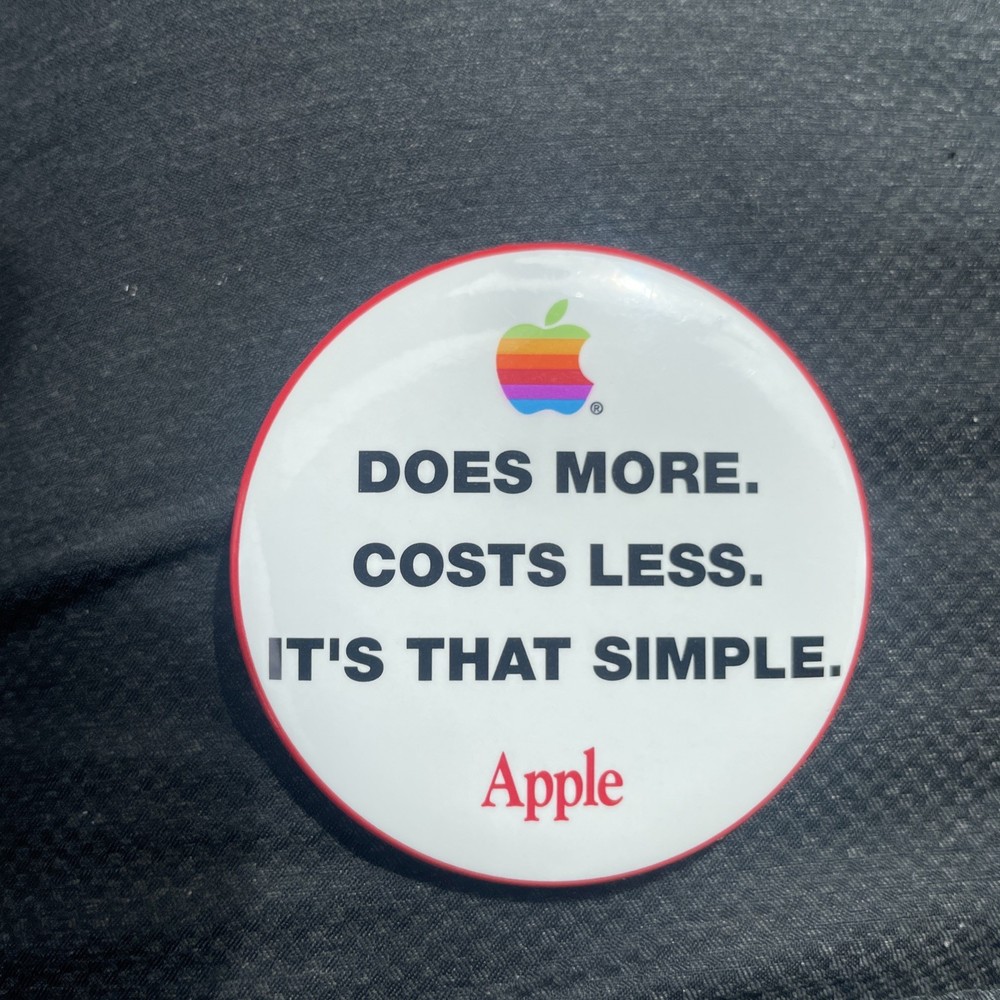 Apple Computer Advertising 2.25" Button Pin Does More Cost Less