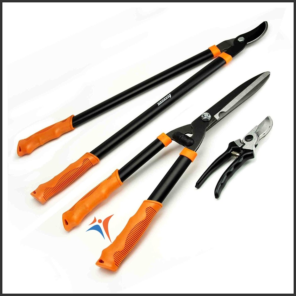 3 Piece Combo Garden Tool Set with Lopper Hedge Shears Pruner Shears Tree Trim