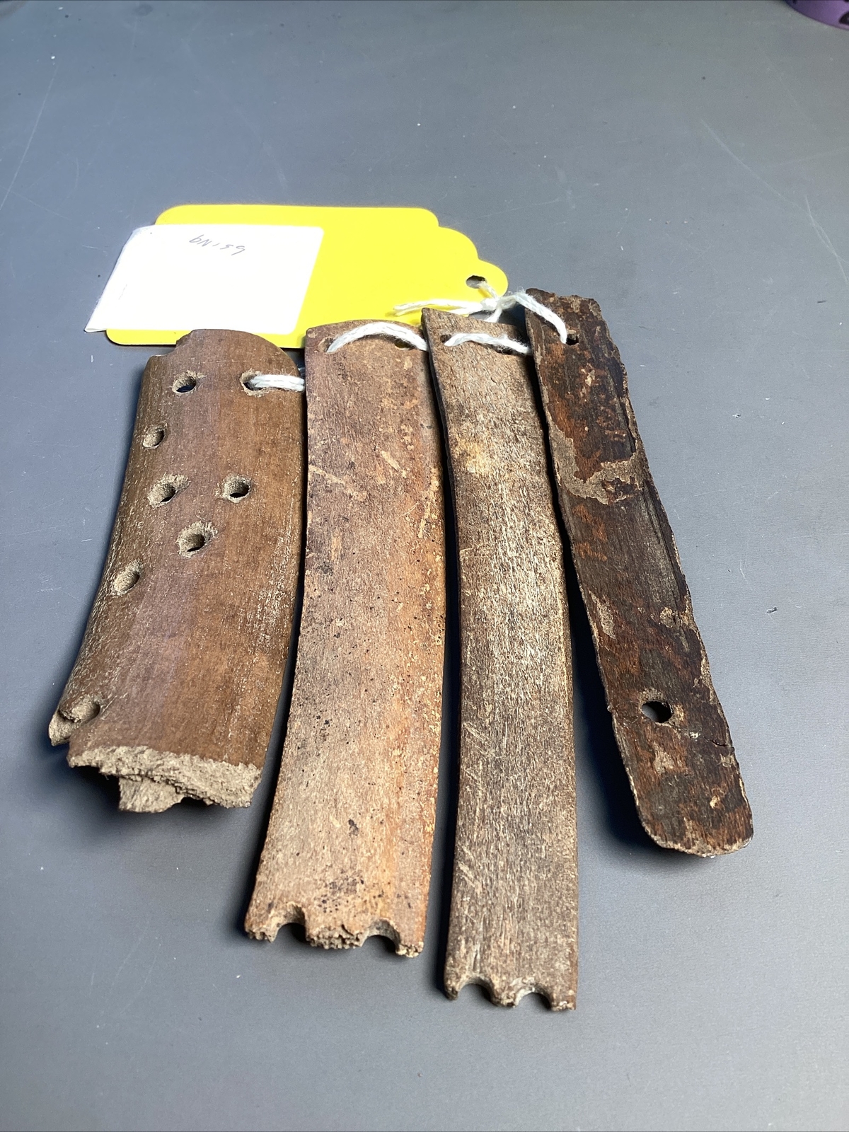 Lot of 4 Antique Inuit Bering Strait Eskimo Slat Armor Antler 1700s Found