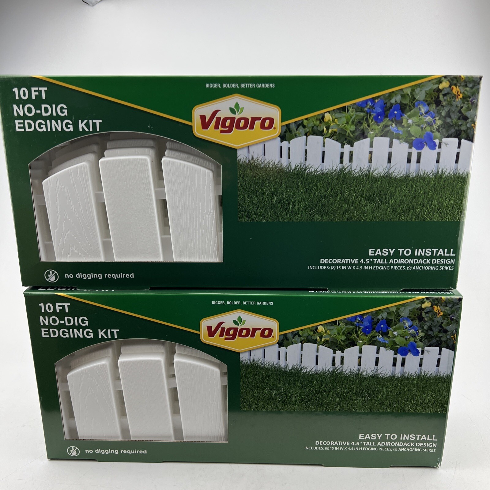 Landscape Edging Kit 4.5" X 10ft Decorative Picket Fence Vigoro White Lot of 2