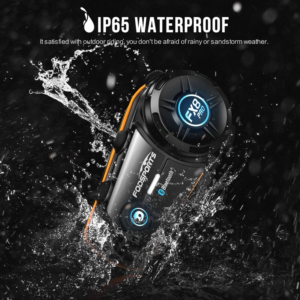 FX8 Pro Motorcycle Helmet Intercom Bluetooth Headset 8 Riders 1KM Communication