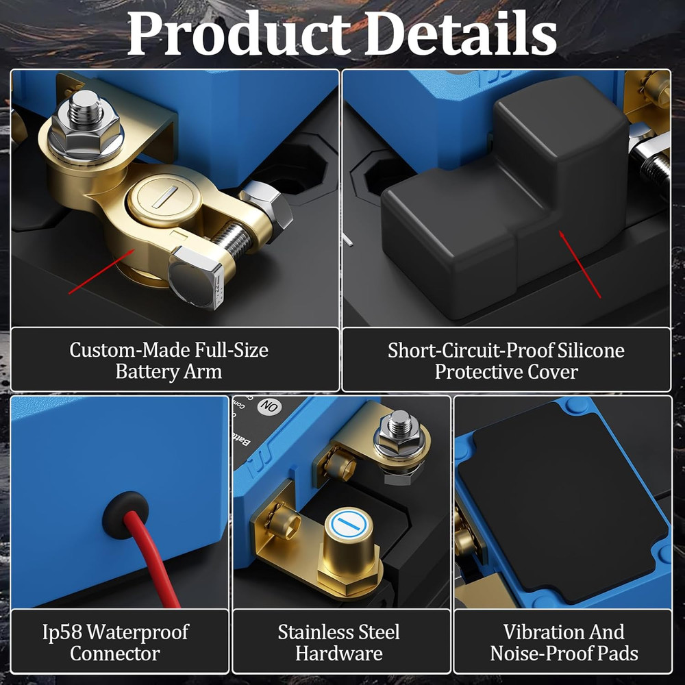 Remote Battery Disconnect Switch 12V, 240A, Kill Switch for Car Prevent Battery