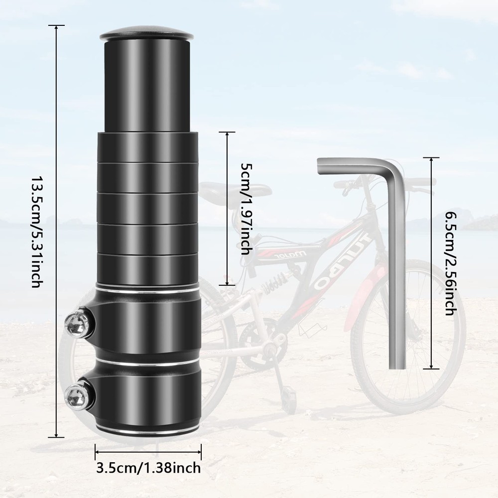 Bike Stem Riser Adjustable Bicycle Handlebar Extender Increases Bar black 5.3"