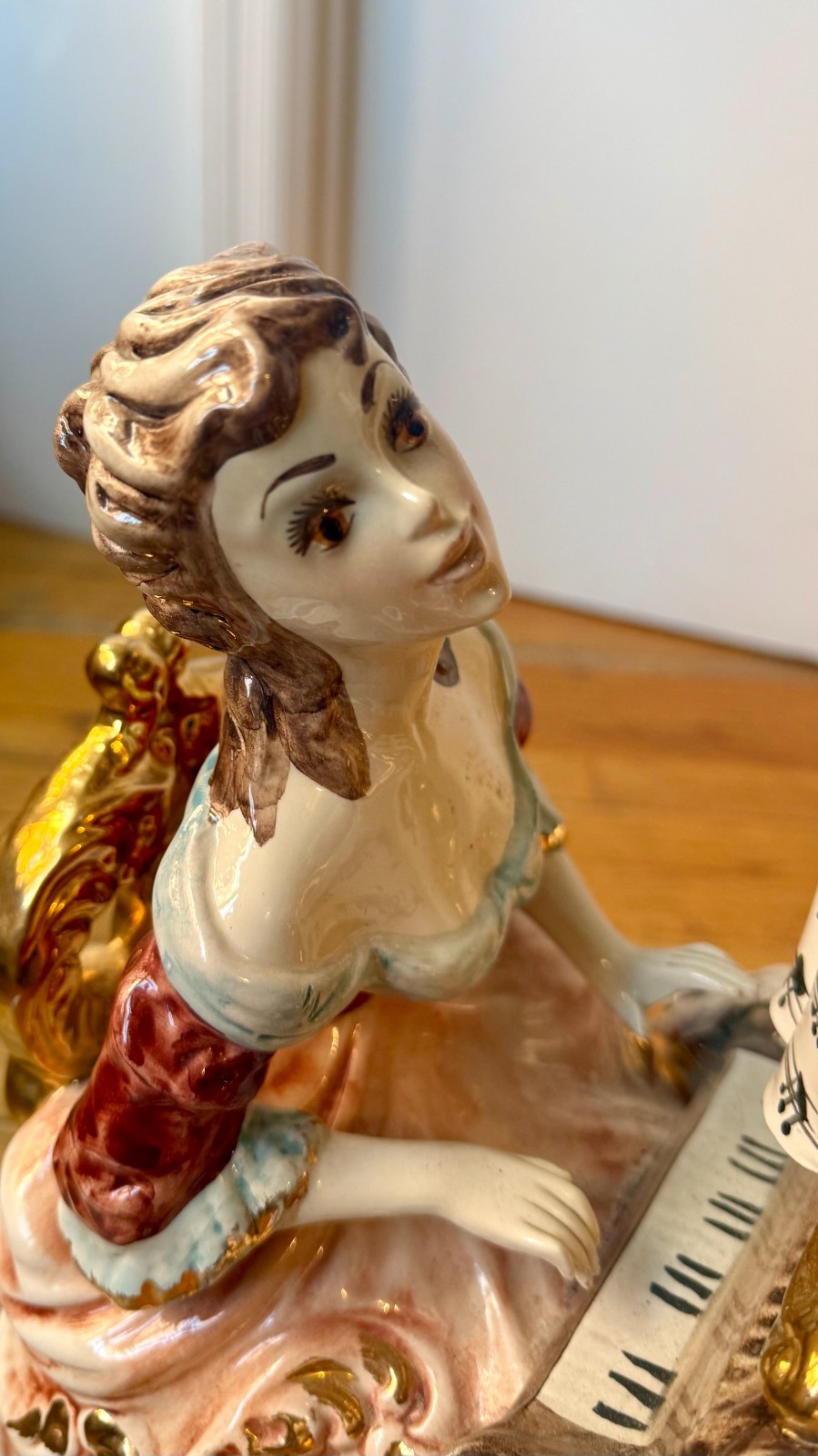 CAPODIMONTE SET of TWO 2 Figurine Lamp With Shade Made in Italy original