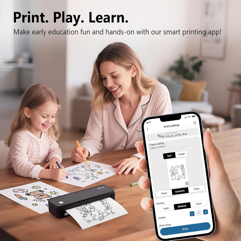 PD-A4 Printer & 7 Rolls Paper & Carry Case