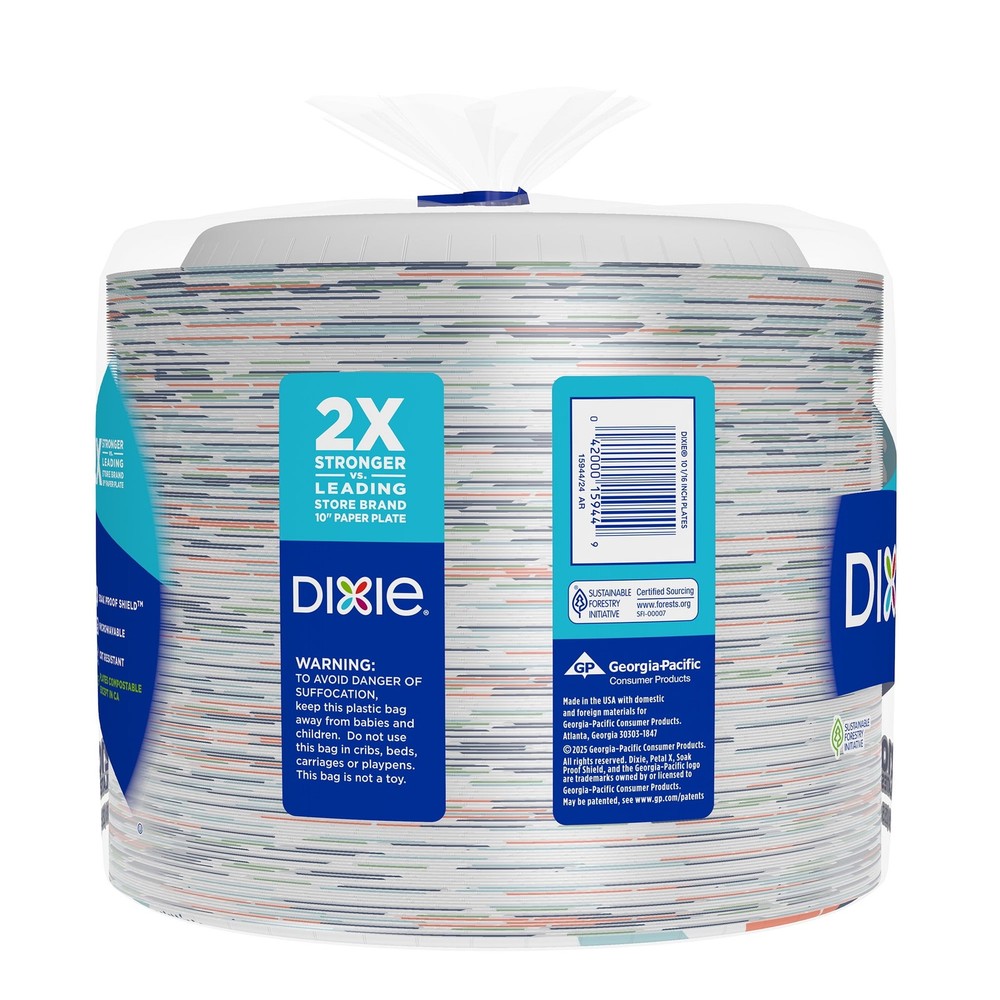 Dixie Everyday Disposable Paper Plates, 10", Multi-Color, 210 Count