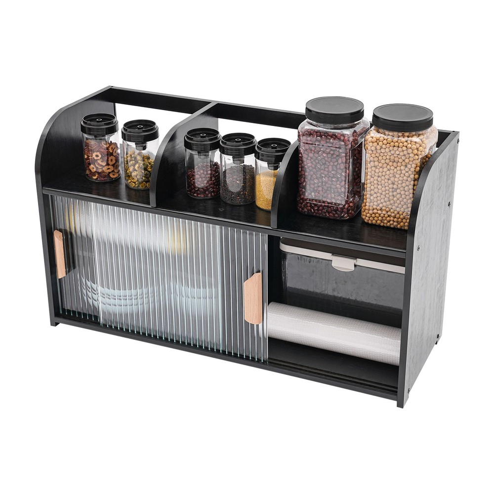 Black Storage Cabinet with Adjustable Shelves for Multi-Purpose Use