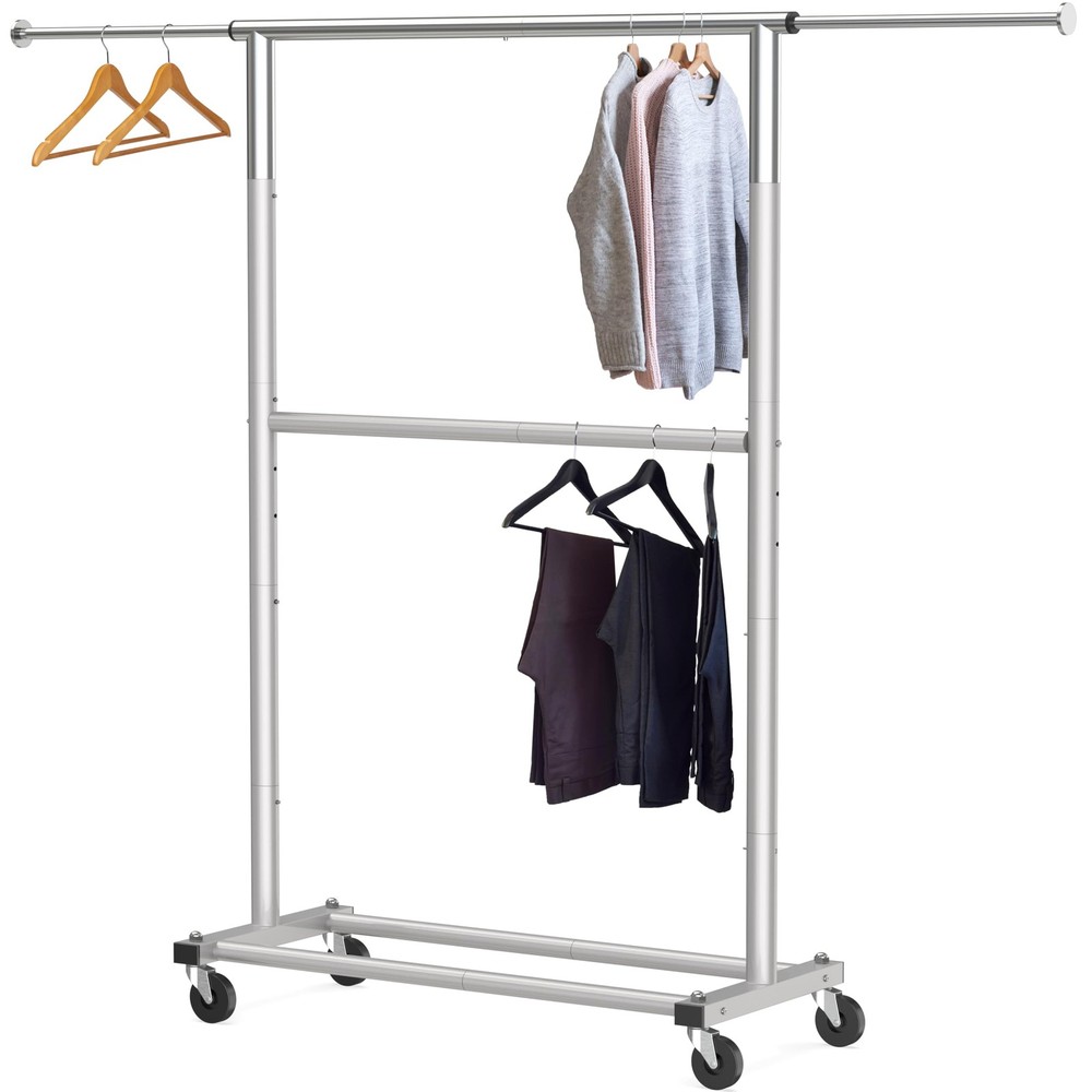 Double Rod Garment Rack, Grey