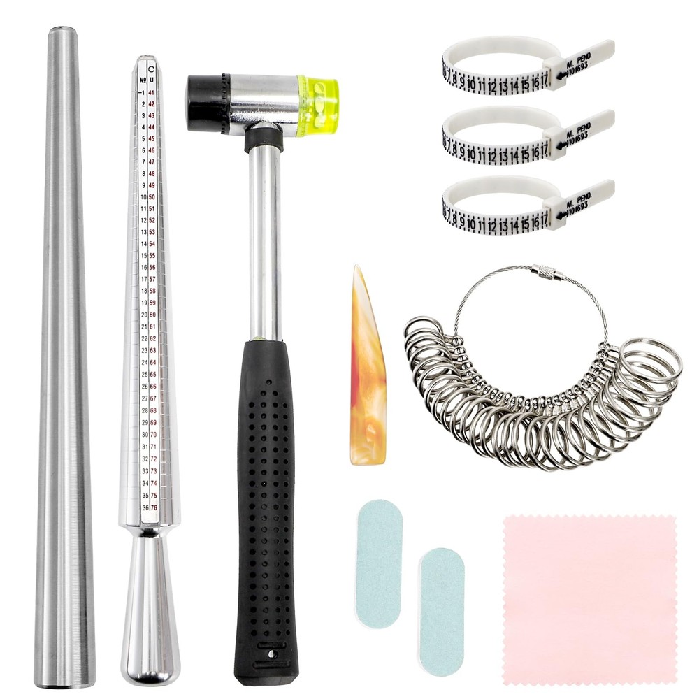 TOPZEA Jewelry Ring Sizer Tools Including Mandrel Sizer, Multi-color