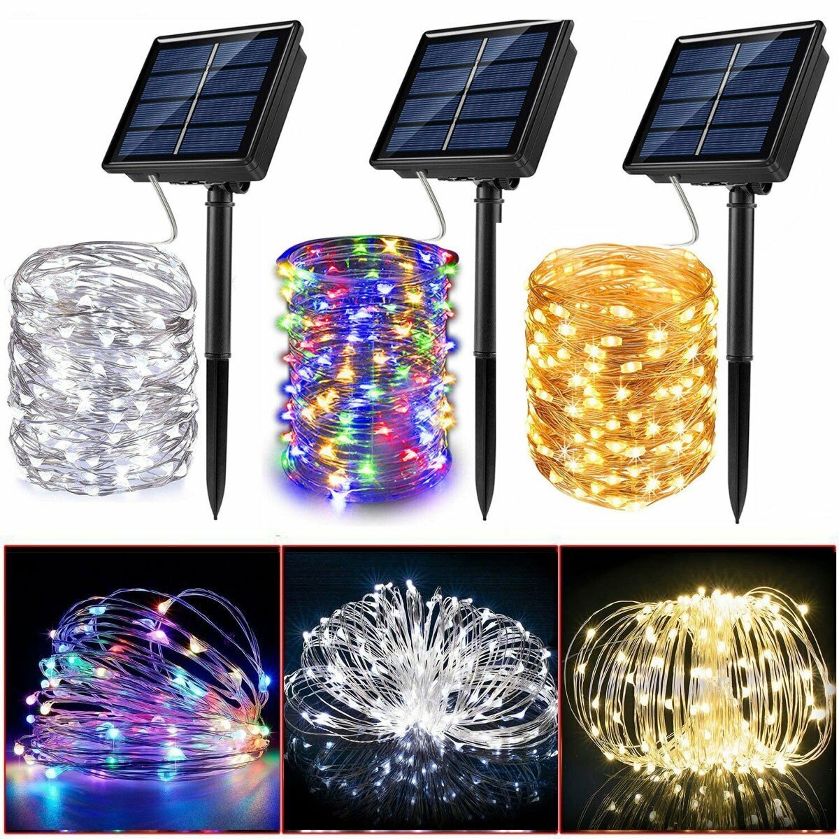 200/300 LED Solar Power String Fairy Lights Garden Outdoor Party Christmas Lamp