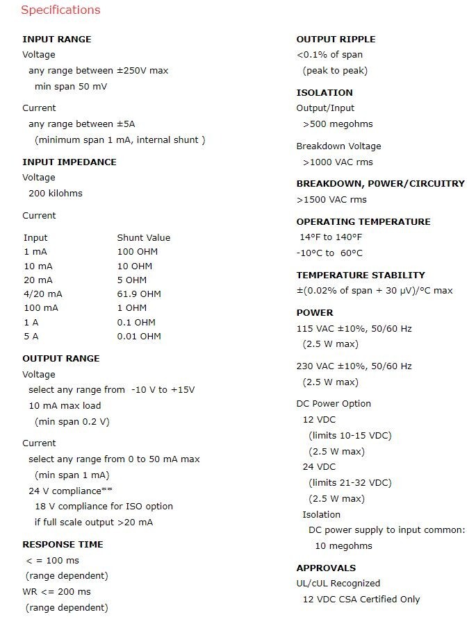 DC INPUT ISOLATED TRANSMITTER , MM4300 , MIGHTY MODULE , WILKERSON , 0/5VDC